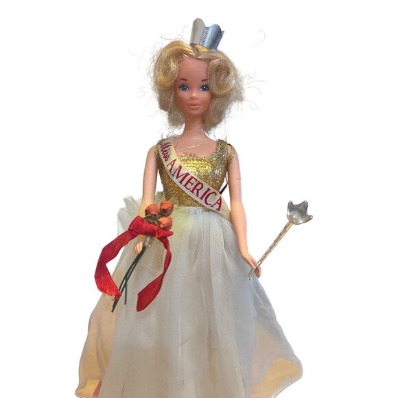 1972/1973 Quick Curl Miss America #8697 Steffie Face Doll W/ Crown Cape Sash - Picture 3 of 7
